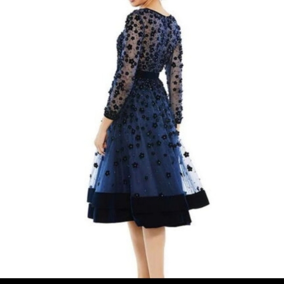 Mac Duggal Floral Velvet Embellished Fit And Flare Cocktail Dress - Picture 2 of 9